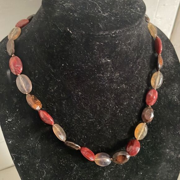 32” multi amber tone translucent oval beaded necklace that can be worn many ways - Picture 5 of 13